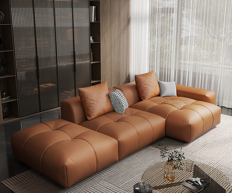 現(xiàn)代簡(jiǎn)約家具 輕奢奶油風(fēng)貓抓皮真皮沙發(fā)